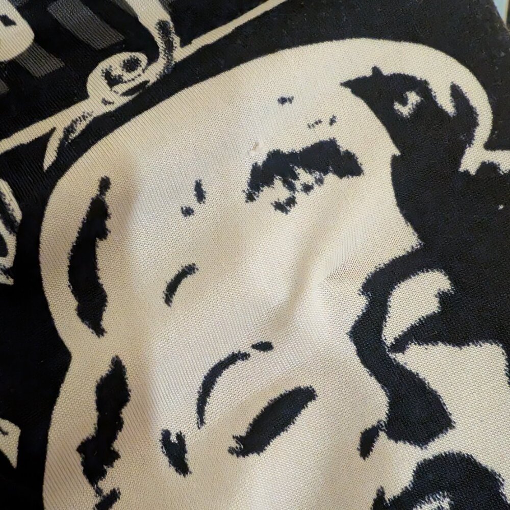 Marilyn Monroe Graphic Print Midi Tie Neck Dress M L Black White Pop Art Stretch - Picture 11 of 11